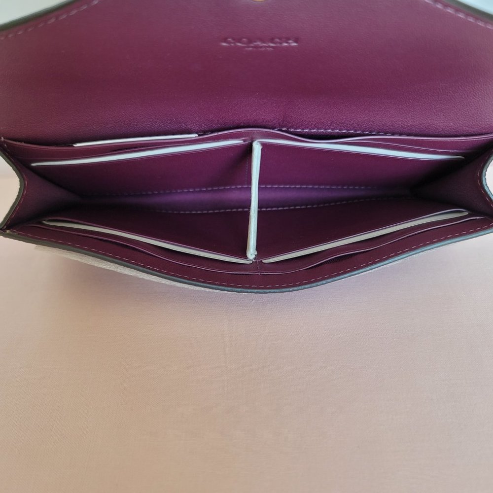 COACH Wyn Envelope Crossgrain Leather Large Wallet –Deep Berry⭐ - Picture 12 of 16